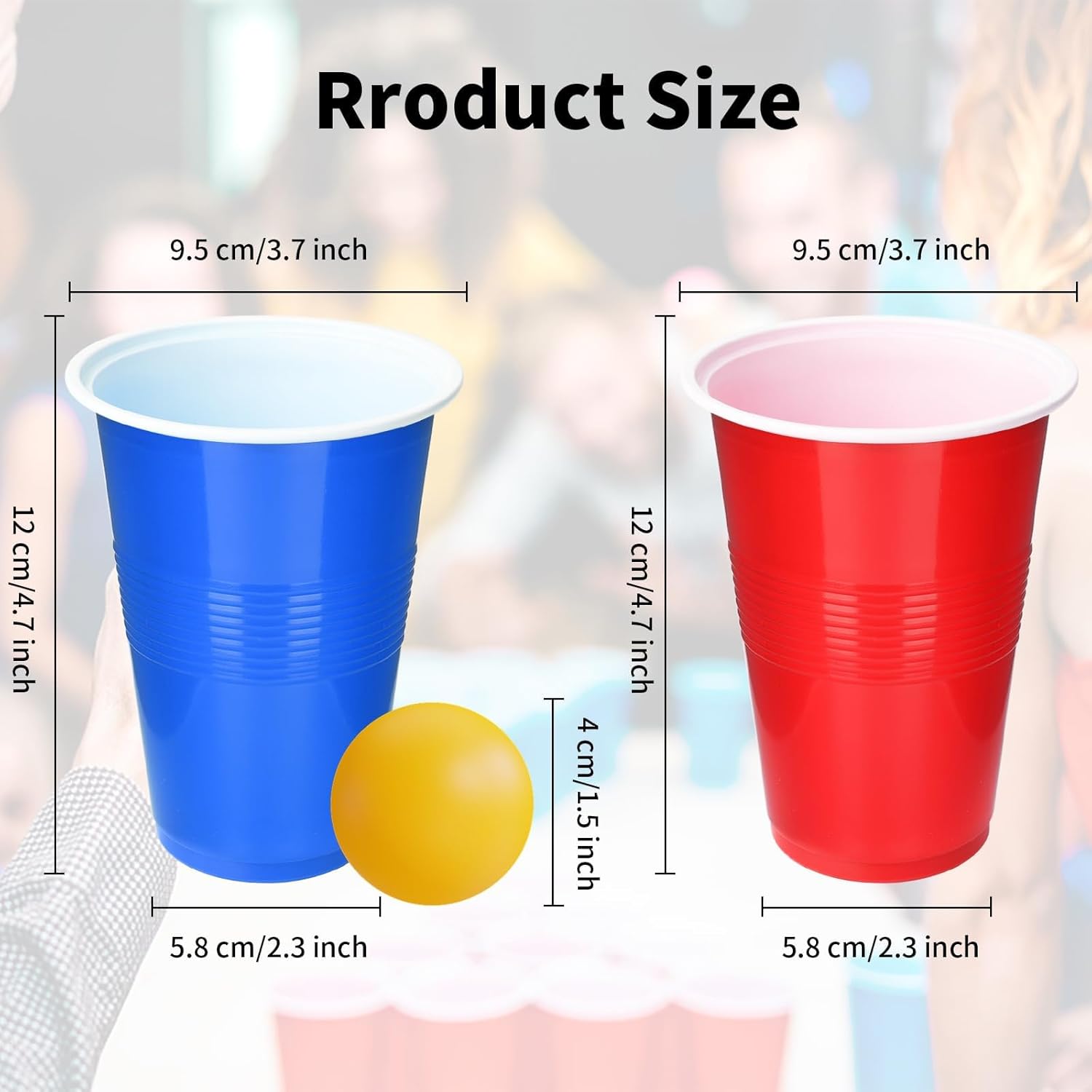 Table Tennis Kit - 60 Pcs 16 Oz Plastic Party