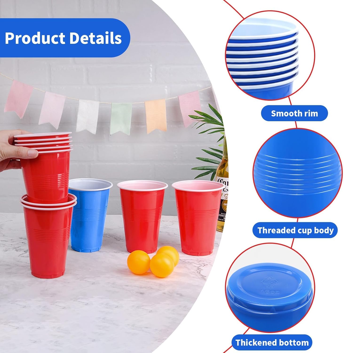 60 Pcs 16 Oz Plastic Party Cup - Table Tennis Kit ulasan dan harga